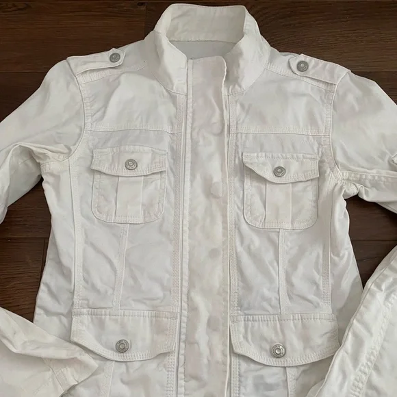Kensie White Zip Up Utility Jacket Women’s Size Small - Picture 8 of 15